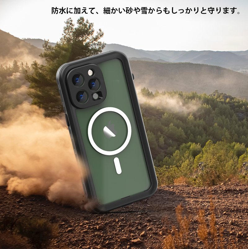 iphone15pro ケース 完全防水 IP68 iphone15promax ケース magsafe 対応 iphone14 pro 防水ケース iphone 15 14 plus フル カバー 耐衝撃 ブランド ストラップ付｜k-seiwa-shop｜10