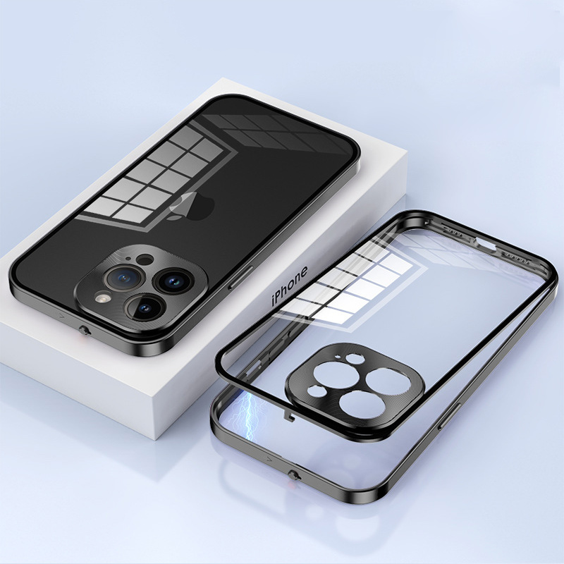 iphone ガラスフィルム iphone15 ケース iphone 13 pro max ケース アルミ バンパー iphone12 ケース クリア 背面ガラス iphone14plus ケース レンズ保護 カバー｜k-seiwa-shop｜16