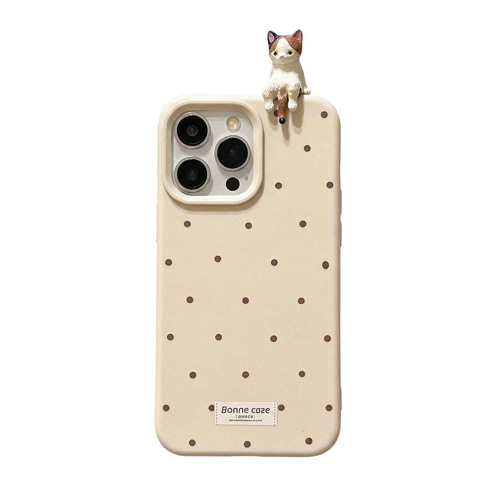 iphone 17 16 15 14 13 12 pro max ケース カバー ドット柄 ネコ