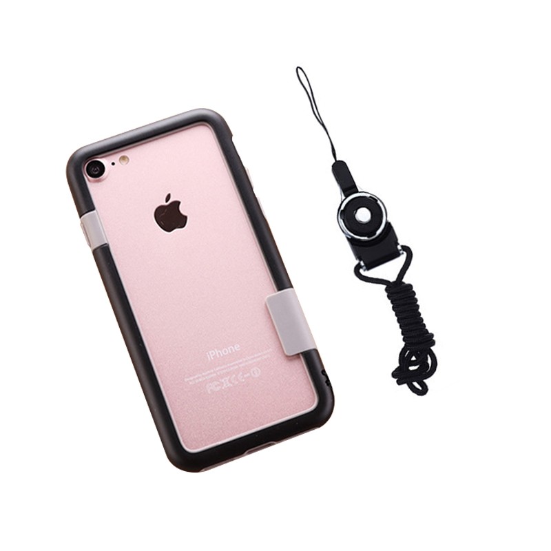 iPhone7 ケース バンパー ストラップ付き 枠 アイフォン7 バンパー ケース 耐衝撃 リングストラップ 首掛け 落下防止 曲線型 iPhone7Plus 保護フィルム同梱｜k-seiwa-shop｜03