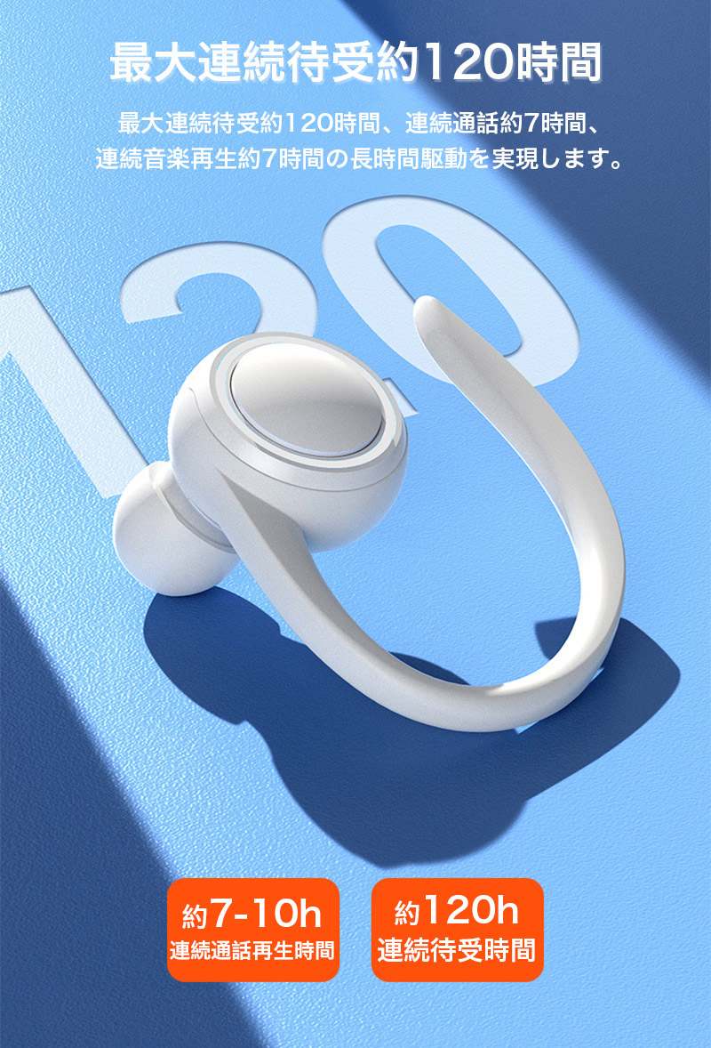 イヤホン bluetooth 片耳 ワイヤレスイヤホン iPhone 通話 イヤフォン bluetooth 5.2 ワイヤレス 耳掛型 イヤフォン ワイヤレス 右耳 マイク 生活 防水 高音質｜k-seiwa-shop｜12