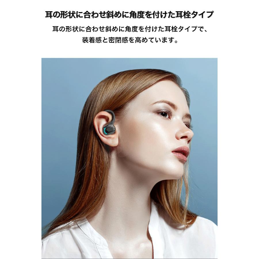 ワイヤレスイヤホン Bluetooth 5.0 片耳 イヤホン iPhone14 通話 ハンズフリー イヤフォン ワイヤレス 右耳 耳掛型 マイク内蔵 生活防水 高音質 超長待機｜k-seiwa-shop｜11