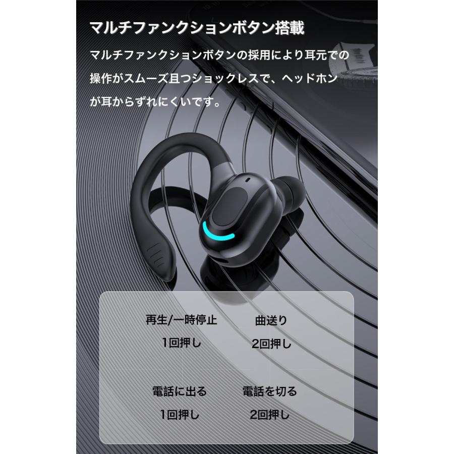 ワイヤレスイヤホン Bluetooth 5.0 片耳 イヤホン iPhone14 通話 ハンズフリー イヤフォン ワイヤレス 右耳 耳掛型 マイク内蔵 生活防水 高音質 超長待機｜k-seiwa-shop｜16