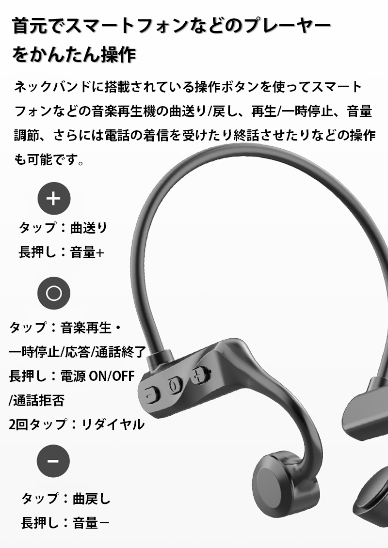 ワイヤレスイヤホン 空気伝導 イヤホン bluetooth ワイヤレス イヤホン iPhone マイク スポーツ 生活防水 ブルートゥース イヤフォン スマホイヤホン android｜k-seiwa-shop｜17