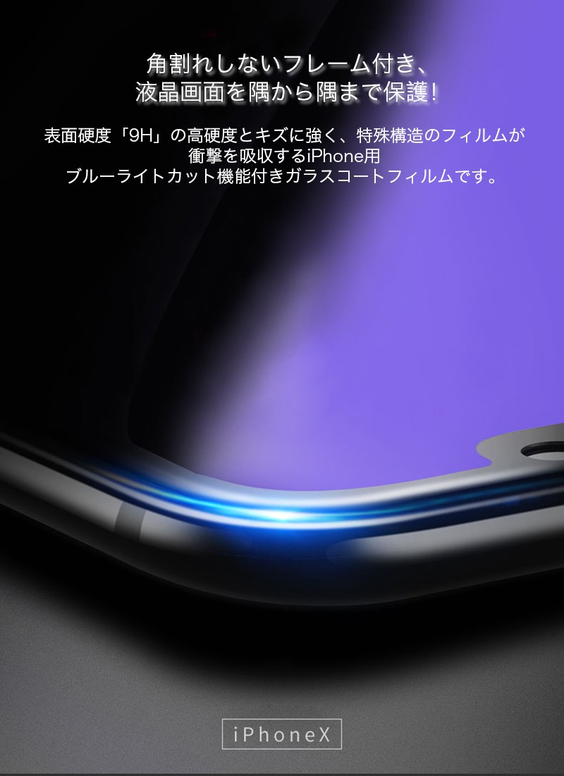 2枚セット iPhone xs max xr x ガラスフィルム ブルーライト
