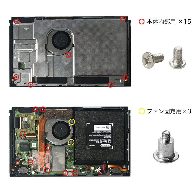 Switch 本体＋周辺部品 Nintendo Switch パーツ 部品 修理 本体用フルスクリューセット