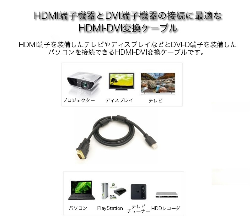 HDMI-DVI変換ケーブル 変換アダプタ HDMIケーブル 24金メッキ 金