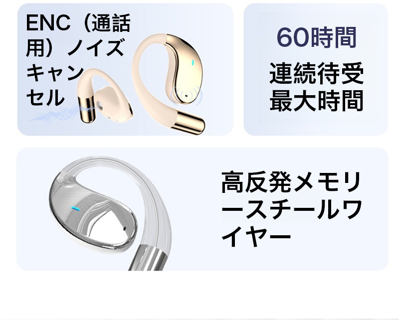 ワイヤレスイヤホン IP54防水 耳掛け式 bluetooth5.4 イヤホン 技適