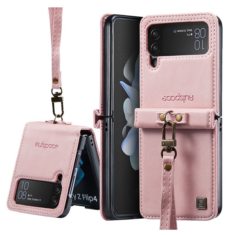 Galaxy z flip4 5g ケース ストラップ付き ギャラクシーzフリップ4 カバー レザー SUMSANG Galaxy ゼット