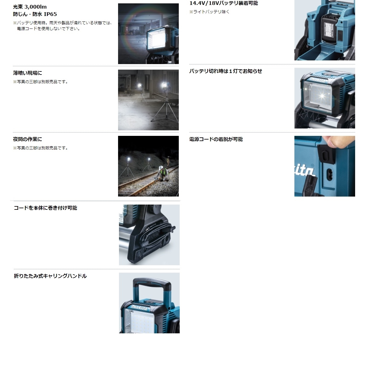 マキタ 18/14.4V充電式 防じん・防水ワークライトML811 （本体のみ