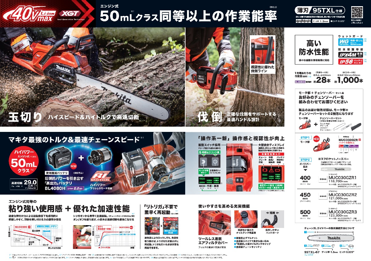 マキタ（makita） 《マキタ正規店》 40V 充電式チェンソー MUC030GZR3 