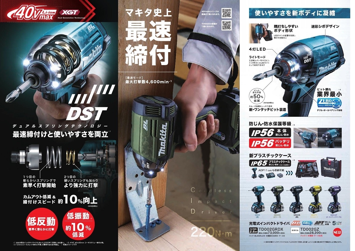 マキタ 充電式インパクトドライバ 40Vmax TD002DRGX(バッテリ マキタ 充電式インパクトドライバ 40Vmax TD002DRGX(バッテリ