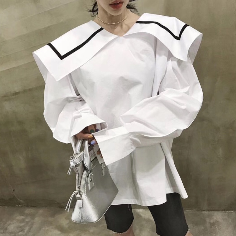 トップス シャツ ブラウス l 袖あり 長袖 ボリューム袖 かわいい 大人可愛い おしゃれ お洒落 レトロ こなれ感 ラフ メンズライク 無地 柄 春