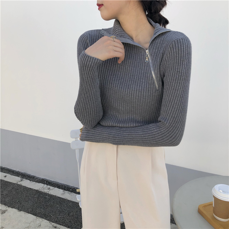 トップス ニットソー トレーナー l タートルネック 細身 ポケット 薄手 かわいい 大人可愛い きれいめ シンプル カジュアル おしゃれ こなれ感