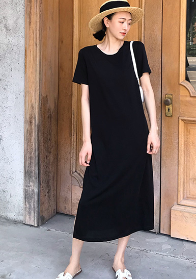 ワンピース 膝下 半袖 l 大人可愛い きれいめ 大人 おしゃれ かっこいい 大人女子 こなれ感 ラフ 無地 春 夏 秋 冬 10代 20代 30代_7