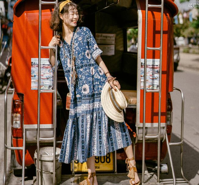 ワンピース フレアスカート フレアワンピース l ロング丈 マキシ マキシ丈 5分袖 Vネック フレア ポリエステル かわいい おしゃれ お洒落 レト ワンピース フレアスカート フレアワンピース l ロング丈 マキシ