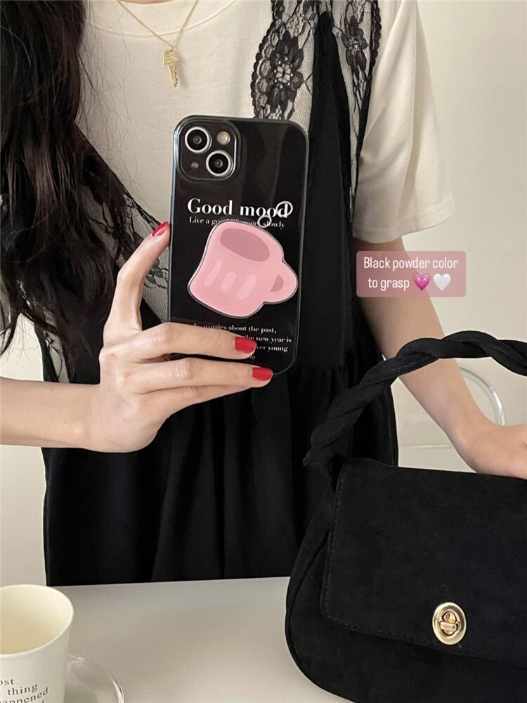 iPhoneケース 英字 カップ l ピンク スマホスタンド シリコン キュート 可愛い 大人女子 スマホケース 韓国｜k-trendy｜02