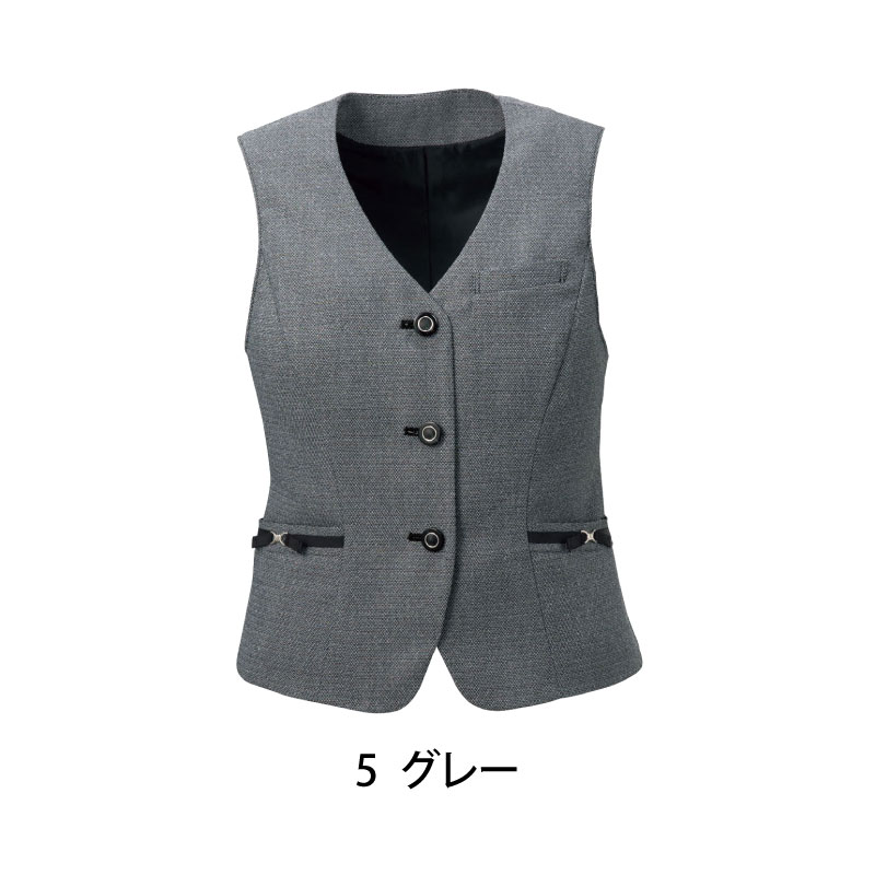 ベスト グレー レディース 女性用 制服 事務服 オフィスウェア おうち洗濯 定番 シンプル フェミニン 上品 NUOVO ヌーボ FV36268 刺繍 プリント NUOVO ベスト グレー レディース 女性用 制服 事務服 オフィス