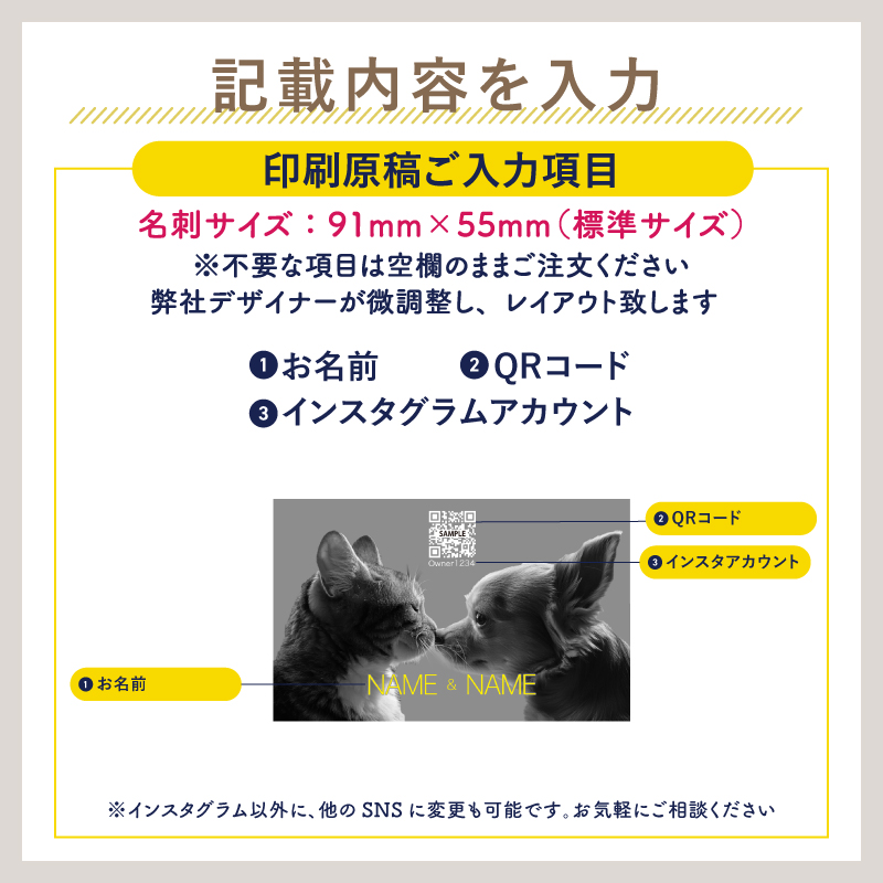 名刺作成 名刺 写真 ペット名刺 プロフィール カード 多頭用 インスタ QR 横型 横 名刺印刷 簡単 犬 猫 ペット meishi-prota1 爆買 |  | 04