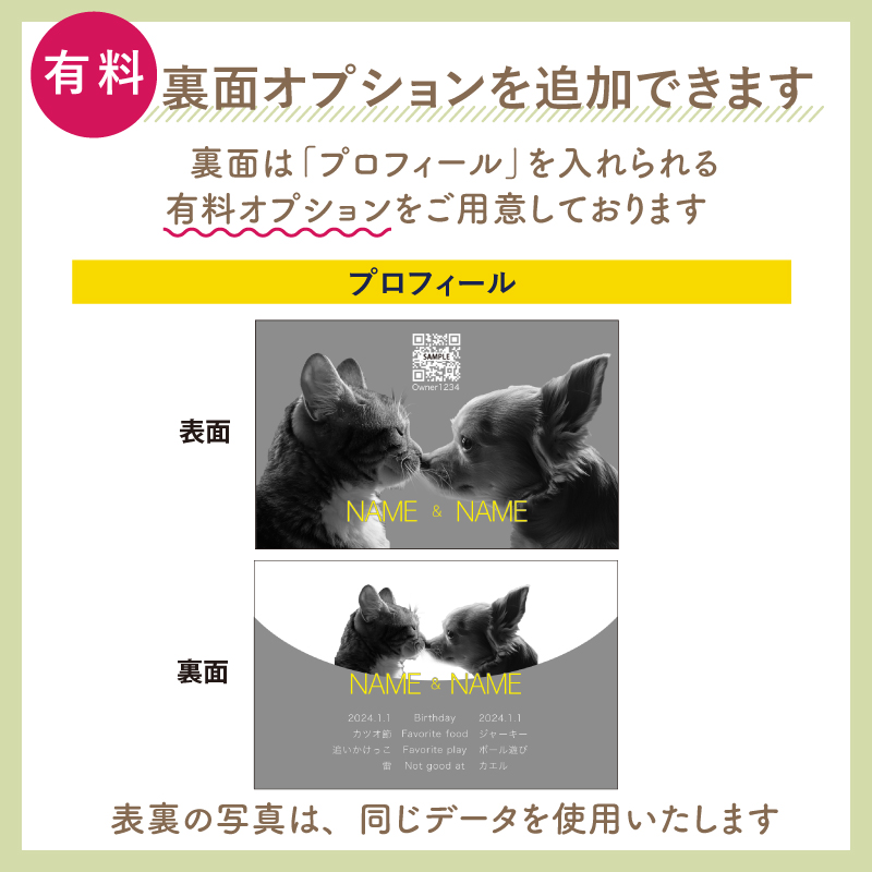 名刺作成 名刺 写真 ペット名刺 プロフィール カード 多頭用 インスタ QR 横型 横 名刺印刷 簡単 犬 猫 ペット meishi-prota1 爆買 |  | 05