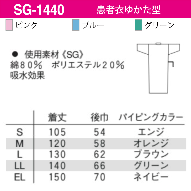 患者衣ゆかた Mサイズ 5枚セット SG-1440 ヘルスヘルパー男女兼用患者衣ゆかた型[ナガイレーベン製品] SG