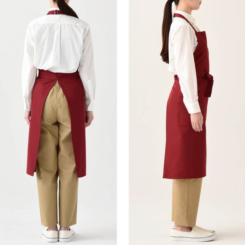 エプロン 胸当て 前掛け 男女兼用 耐塩素 シンプル 調理 厨房 飲食 レストラン カフェ 制電 撥水 撥油 ポケット セブンユニフォーム CT2565 刺繍 プリント