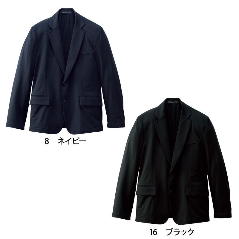 ジャケット ニット ニットスーツ 防寒 男性 メンズ ボタン 黒 ネイビー ポケット付き ストレッチ  おしゃれ ウォームビズ  FJ0026M FACE MIX | ボンマックス（ユニフォーム） | 01