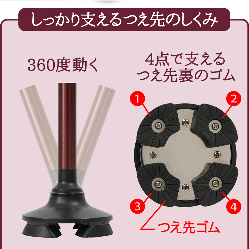 折りたためる あんしんステッキ 専用 替えゴム 4個セット 折りたたみ杖 四点杖 軽量 専用交換ゴム 交換用 ゴム ステッキ用ゴム 杖 介護杖 つえ先ゴム 328438