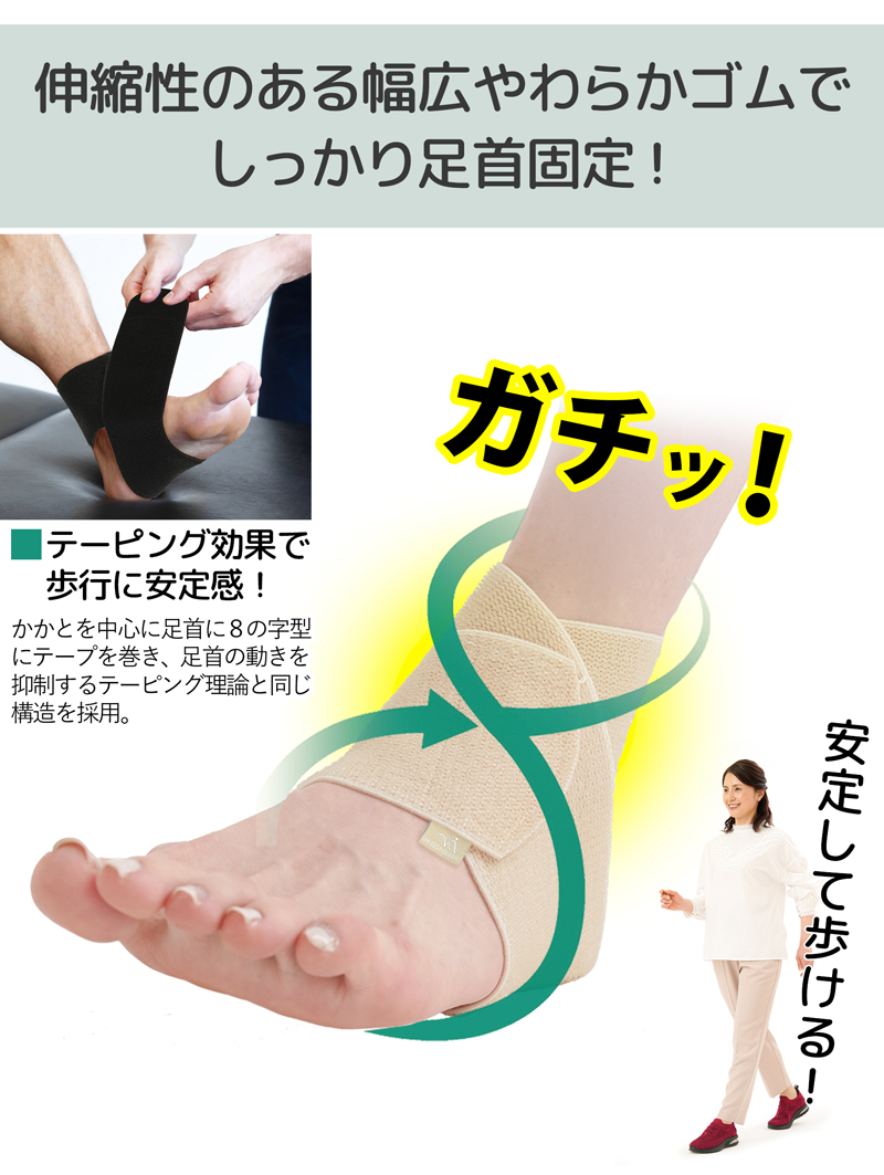 足首固定サポート 簡単装着 Dr.PRO 足首サポーター 日本製 右足用 左足用 足首テーピングサポーター 薄型 足首 足裏アーチ サポーター 捻挫 予防 328590