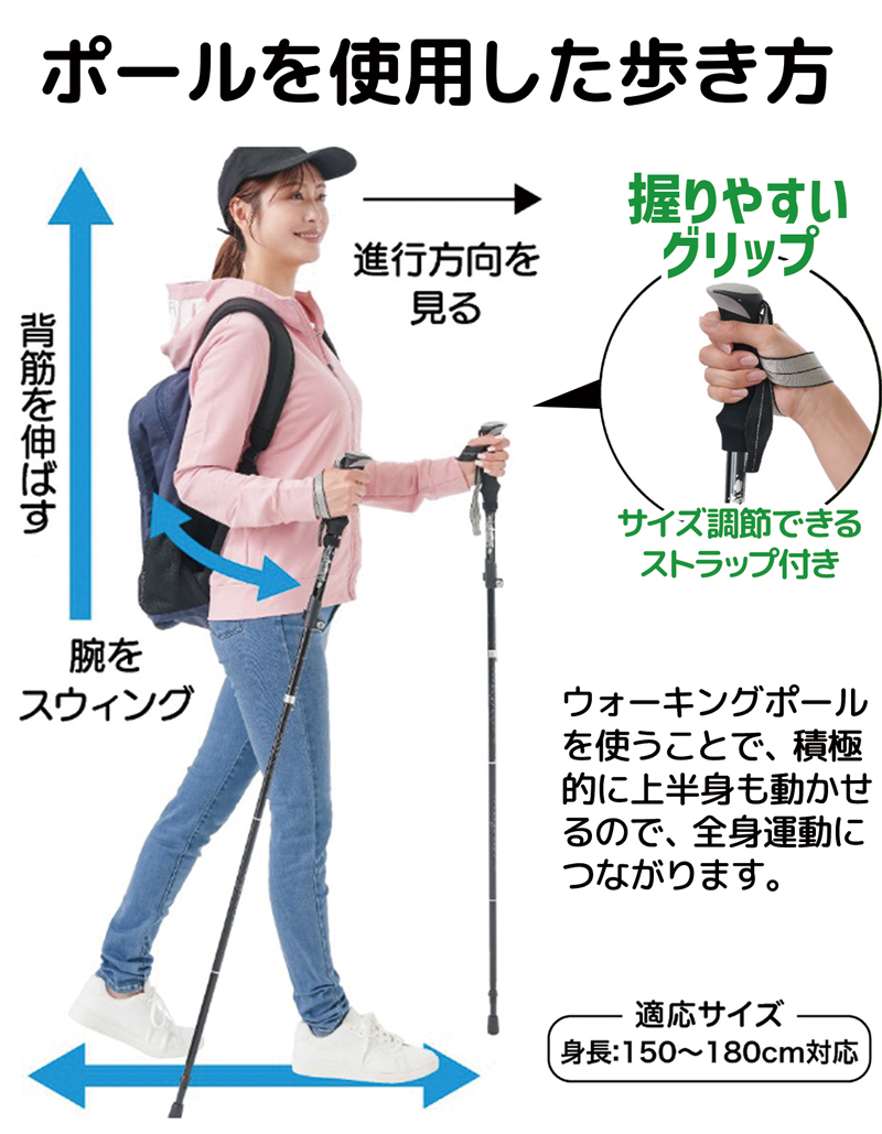 2本セット 折りたたみ ウォーキングポール 高齢者 伸縮 軽量 sgマーク アルミ製 ノルディックポール トレッキングポール 2本杖歩行 ストック 328599-01