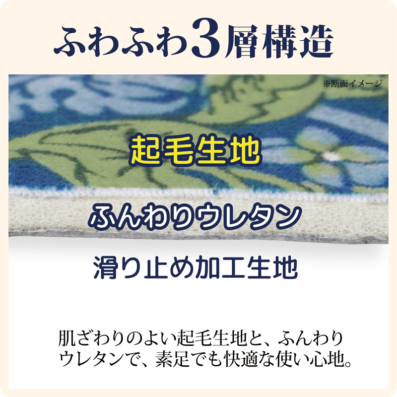 玄関マット 屋内 60×90 cm おしゃれ 大判 大きめ 厚手 モリス いちご泥棒 室内 花柄 バスマット 起毛生地 洗える 洗濯 滑りにくい 大きい玄関マット 328607