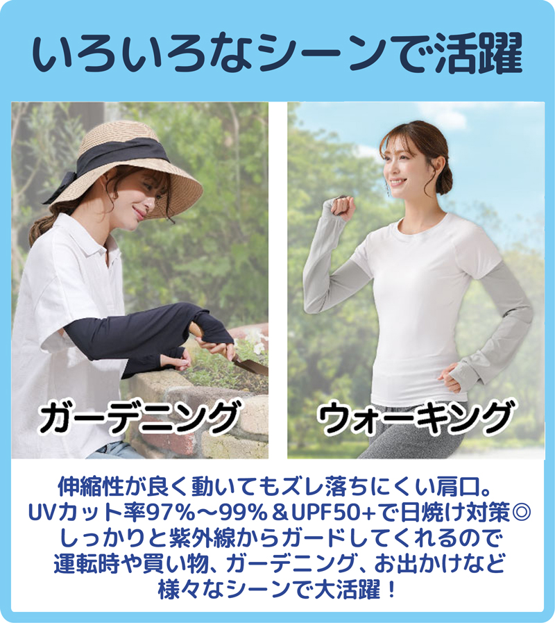 冷感 UV ゆったり アームカバー 60cm ロングタイプ 長め ひんやり 接触冷感 夏 日よけ 日焼け防止 腕 日焼け止め UVカバー 腕カバー ブラックネイビー グレー 黒 紺 洗える 洗濯OK 指出し穴 薄手 涼しい 腕焼け防止 手袋 手の甲 肩まで 99％