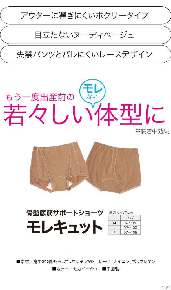 骨盤底筋サポートショーツ モレキュット 失禁パンツ 女性用 失禁ショーツ 尿漏れ 尿もれ 尿漏れパンツ 尿漏れパッド 軽失禁　防水　防臭　抗菌 