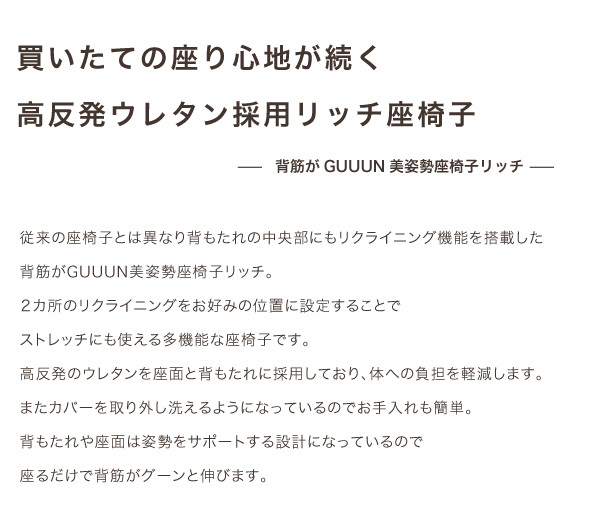 背筋がGUUUN 美姿勢座椅子リッチ