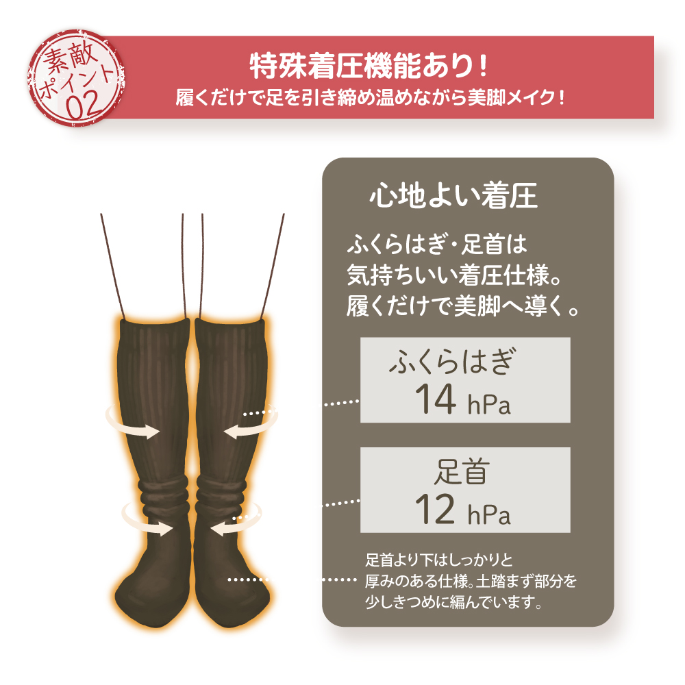あったか靴下 レディース 着圧 秋冬 ふんわり 湯たんぽみたいな ソックス 足首 ふくらはぎ 引き締め 女性 あったかグッズ ハイソックス 足 温め くつ下 370133