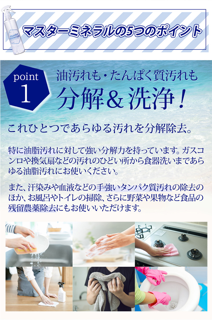 マルチクリーナー 天然ミネラル洗浄 マスターミネラル 300ml+ 希釈用空スプレーボトルセット 水質改善 油汚れ 手 消臭 洗濯 除菌 やさしい 天然成分100％ 清浄剤 お掃除 多目的 洗剤 多用途 多機能 クリーナー