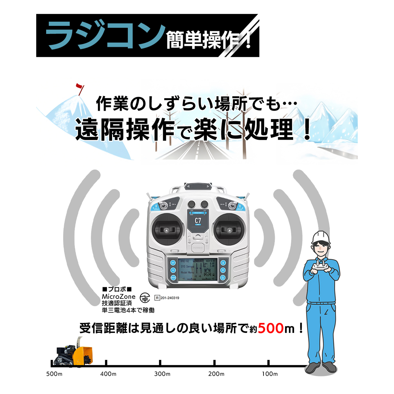 SUNGA ラジコン除雪機 ユキゾーS62 オーガ除雪機 除雪幅62cm 除雪高