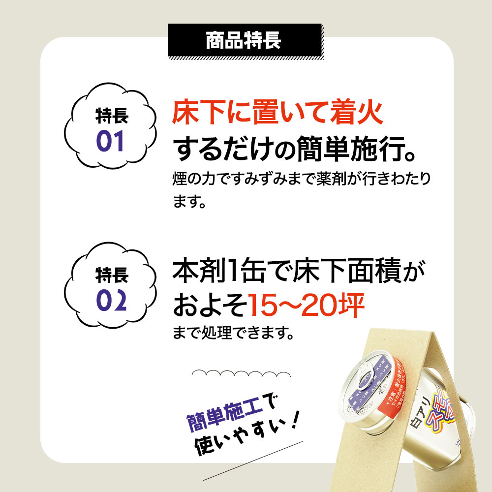 ヤマトシロアリ イエシロアリ対策 白アリスモークマン 100g 既存住宅 床下用 白蟻予防薬 : 4932292000849 : DIY  自分で出来る害虫駆除 - 通販 - Yahoo!ショッピング