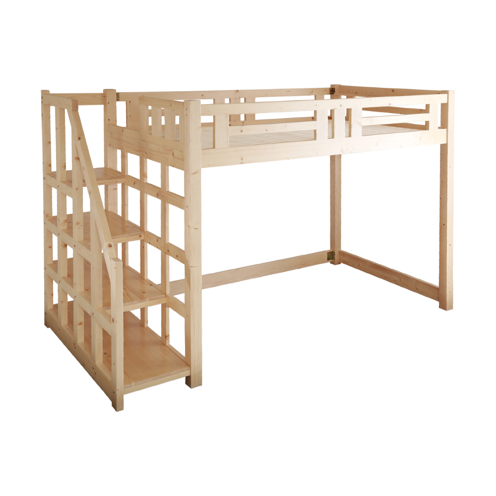 階段付き 木製ロフトベッド セミダブル : ht-0580sd : 家具通販の 