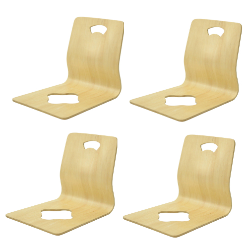 和座椅子 4脚セット 幅40cm パネル座椅子 積み重ね可能 坐椅子 フロアチェア 木目 薄型 曲げ木座椅子 板座椅子 木版 穴あき座椅子 木製座椅子  頑丈な積層合板