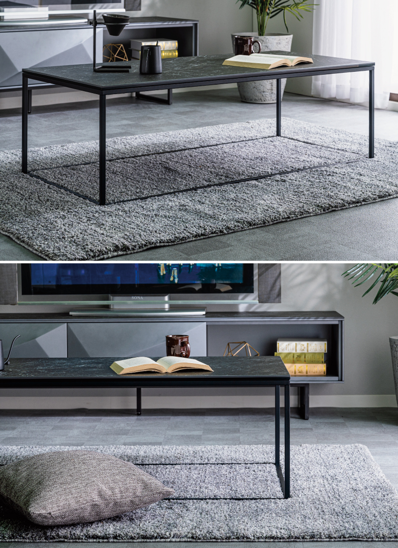 センターテーブル 幅120cm ガラステーブル セラミック使用 幅120×55