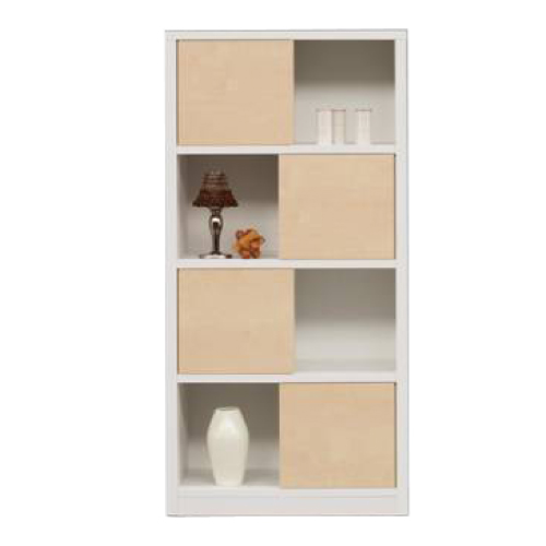 シェルフ 本棚 幅74 完成品 日本製 扉付きフリーラック オープン収納 CDラック DVDラック リビング収納 ダークブラウン ホワイト ナチュラル ホワイト ホワイト