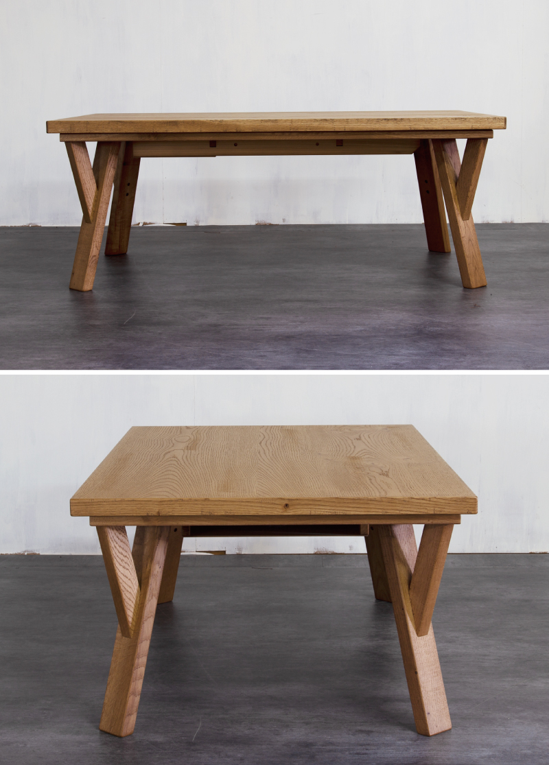 長方形こたつ 幅120×70cm 国産 オーク突板 オーク無垢材 手元