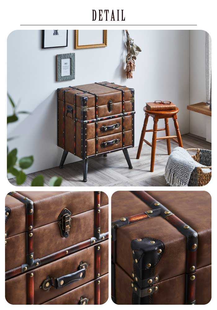 トランク風キャスター付きチェスト　幅87cm 1800877.jpg