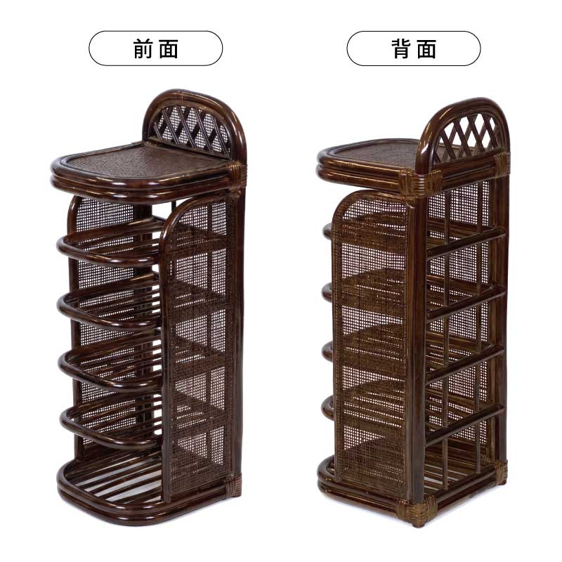 スリッパラック 籐製 ラタン 幅30cm 5段 完成品 軽量 コンパクト 玄関