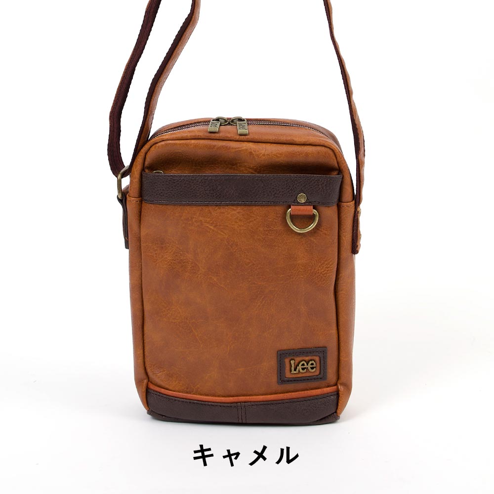 【希少】KETO レザー 斜め掛け ショルダーバック コンチョ　ブラウン　茶色 Lee（リー） ショルダーバッグ メンズ レディース 縦型 ブランド 合皮