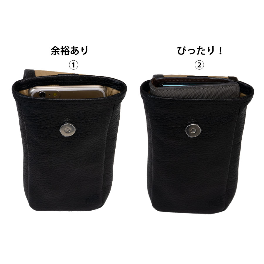 ☆大人気 スマートフォンポーチ 本革 レザー スマホポーチ 本製 ブラック 20 HUKURO スマホポーチ スマートサイフ[M] レディース メンズ 本革