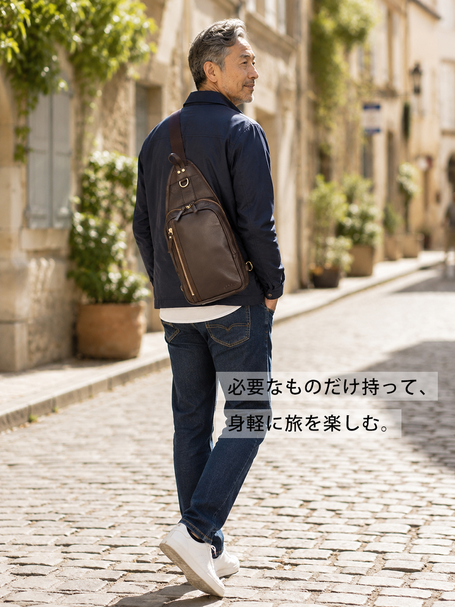 ボディバッグ 革 メンズ 60代 50代 本革 日本製 豊岡鞄 大きめ 皮 ブランド ショルダーバッグ ボディーバック 斜めかけバック カバンの画像