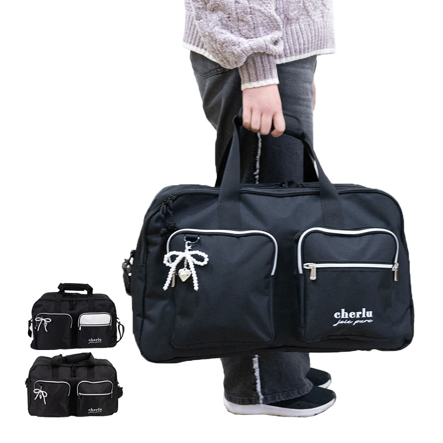 ボストンバッグ 45l レディース 2way チャーム付き キッズ 女の子 女子