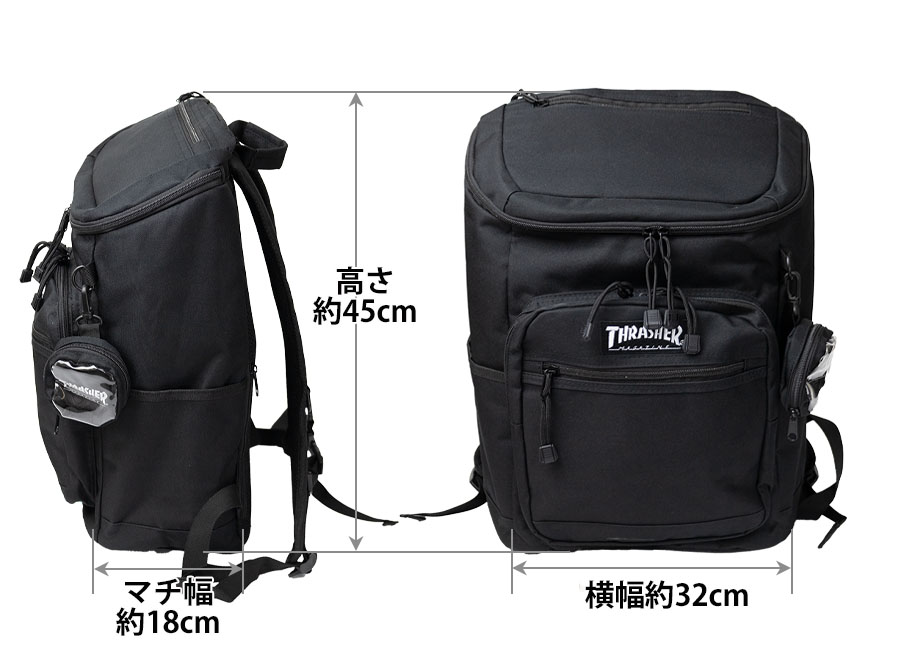 THRASHER リュックサック メンズ レディース スクエア型 大容量